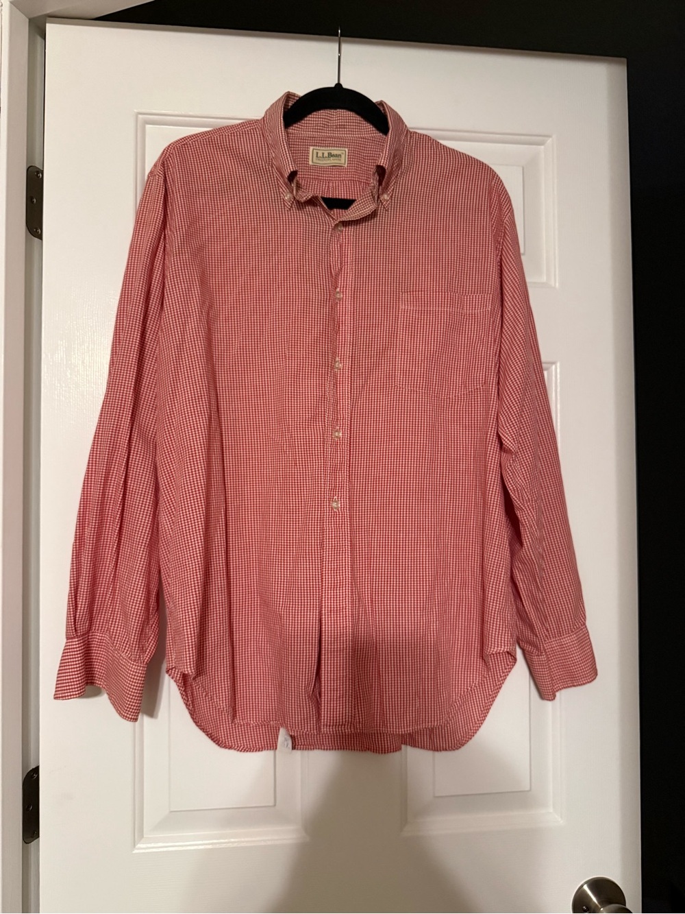 Vintage 1970s L.L. Bean Script Tag Gingham Cotton Shirt Large